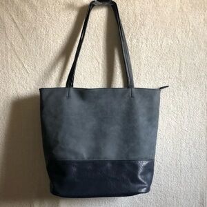 Blush brand two toned grey & blue tote bag faux leather